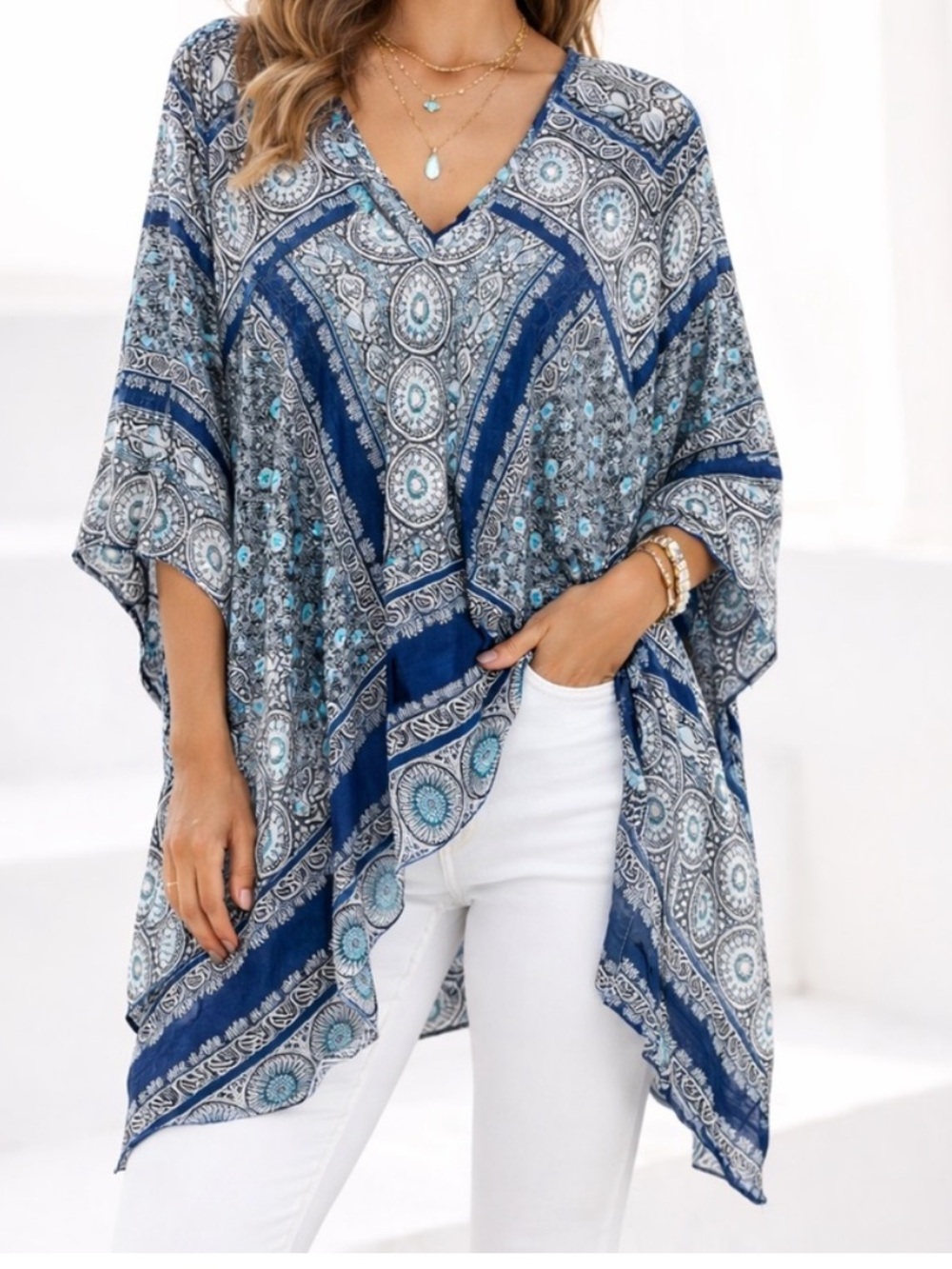 J.Jill Womens One Size Paisley Poncho